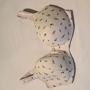Off White bra with black floral print